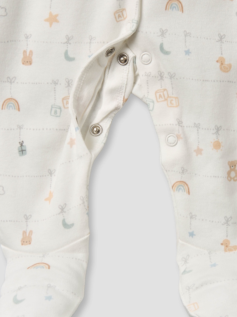 Pack of 2 Cotton Round Neck Long Sleeves Sleepsuit with Snap Button Closure