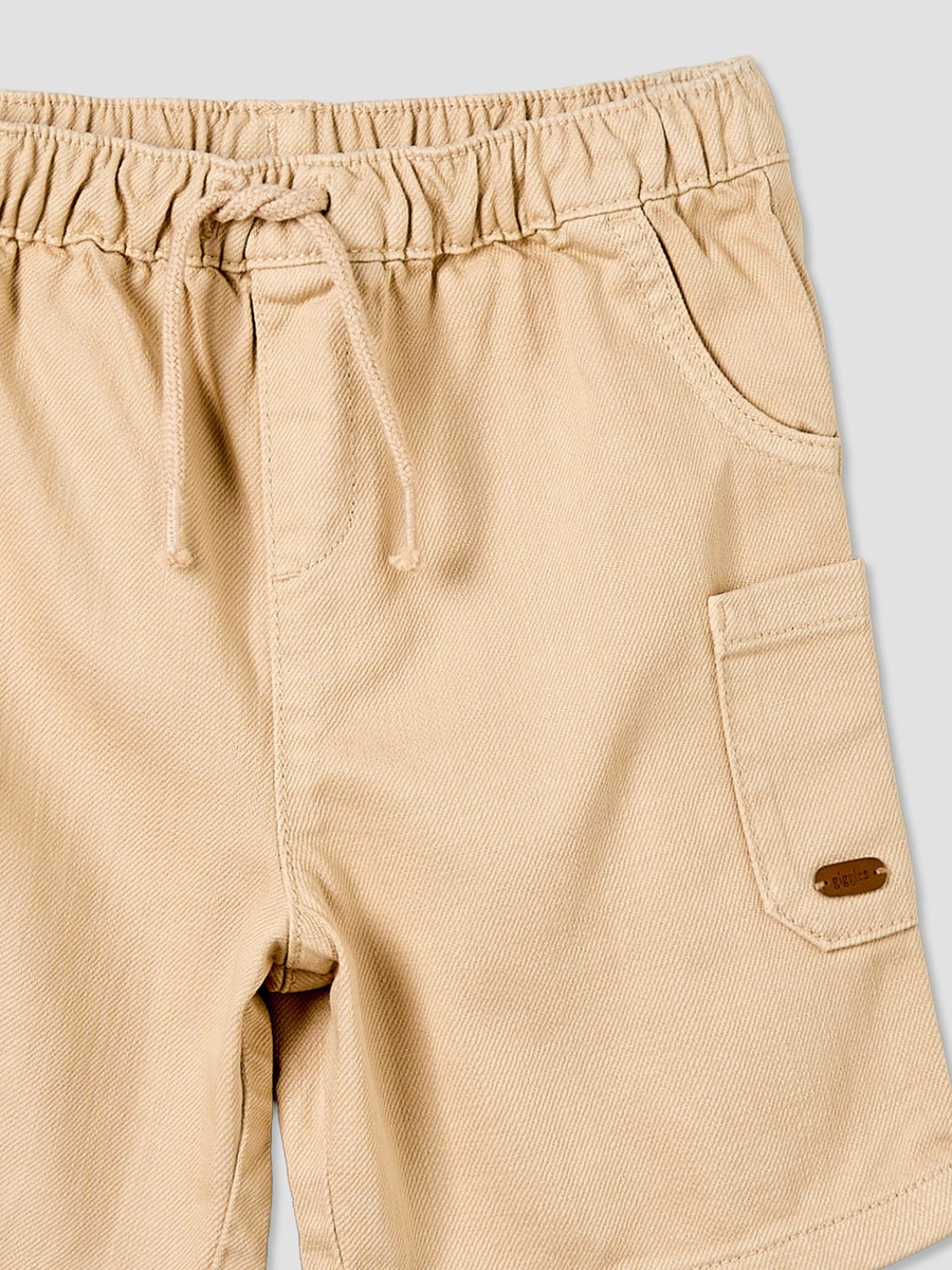 Knee Length Drawstring Waist Shorts with Cargo Pockets