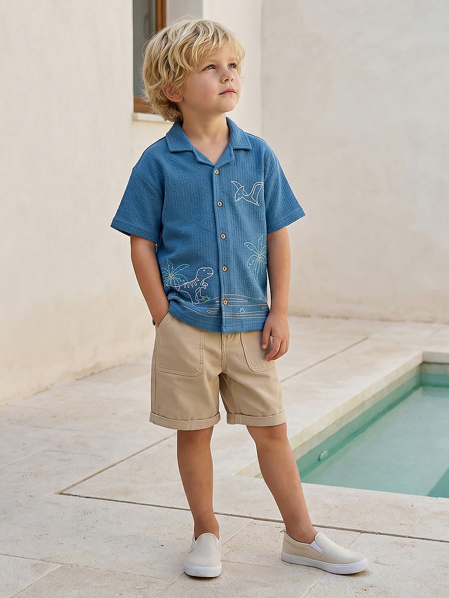 Knee Length Buttoned Waist Shorts with Pockets
