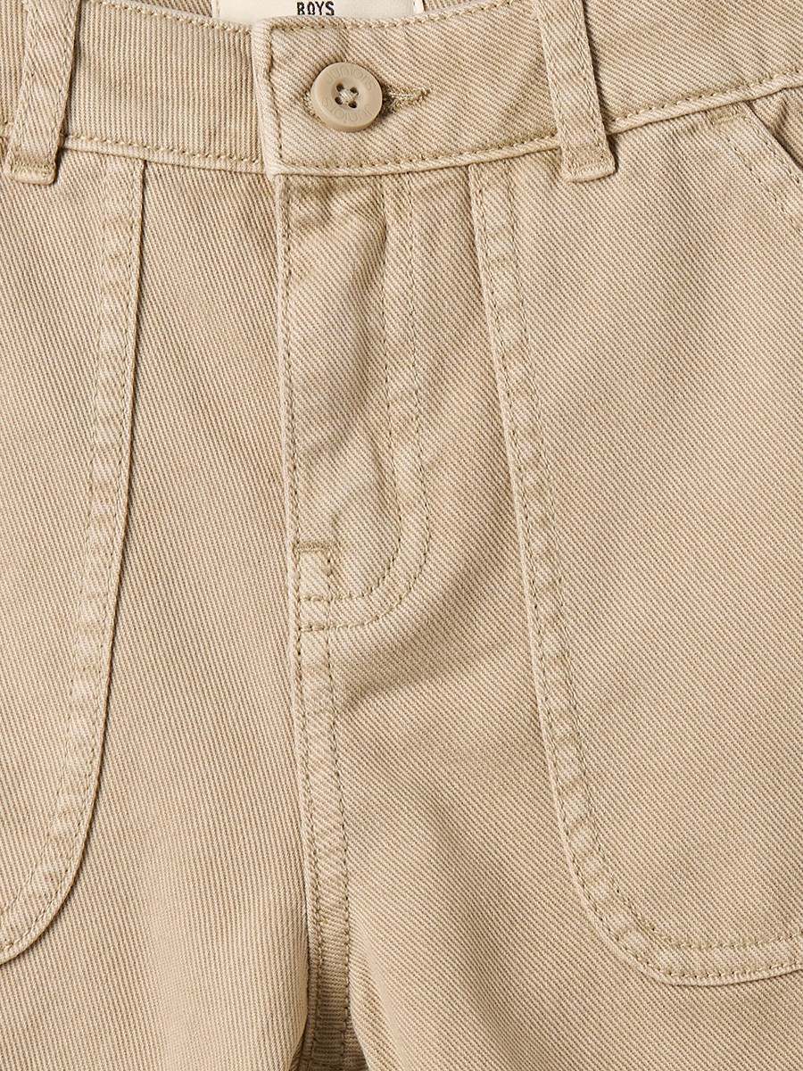 Knee Length Buttoned Waist Shorts with Pockets