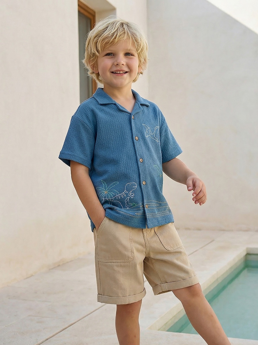 Knee Length Buttoned Waist Shorts with Pockets