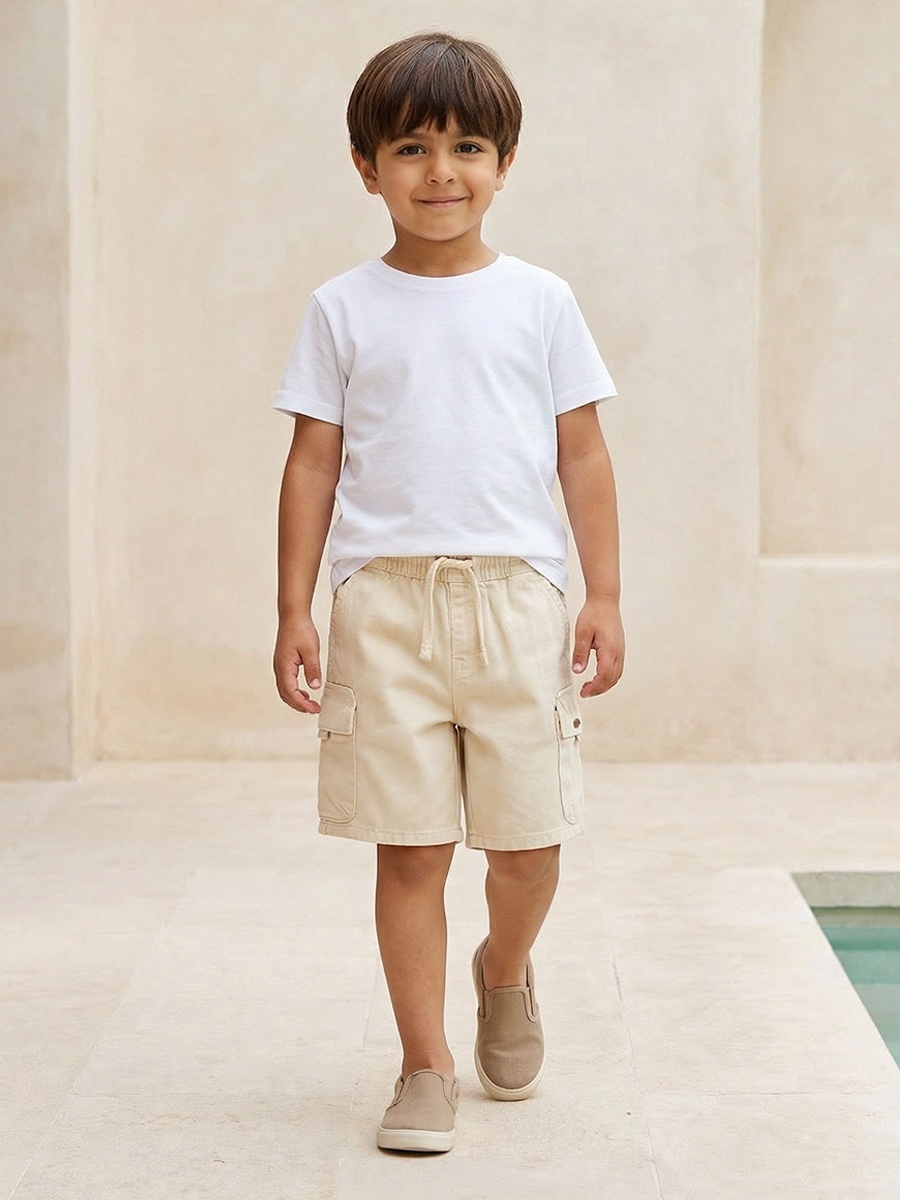 Knee Length Drawstring Waist Shorts with Pockets