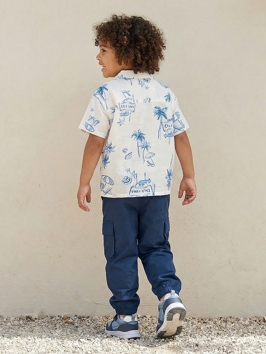 Short Sleeves Shirt with Beach Print