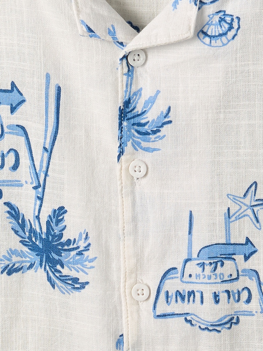 Short Sleeves Shirt with Beach Print