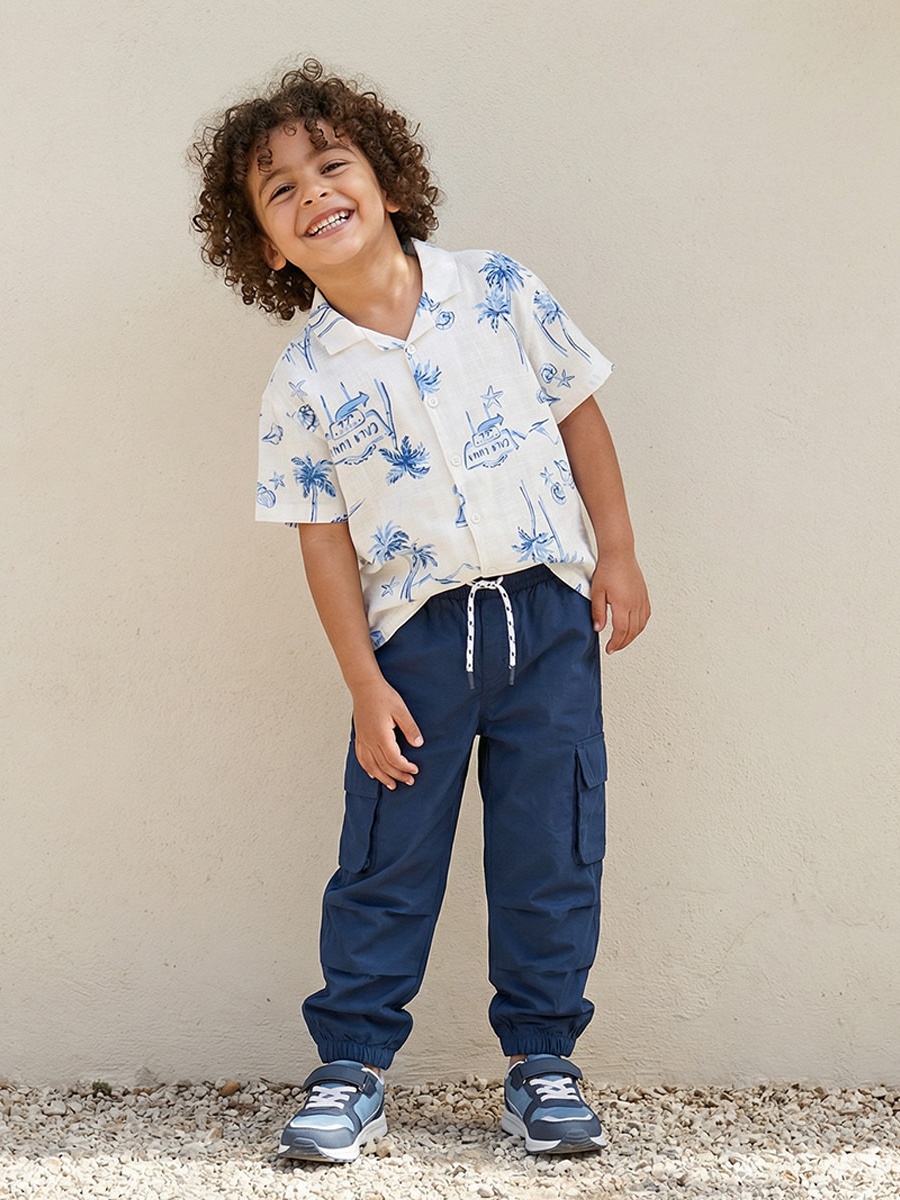 Short Sleeves Shirt with Beach Print