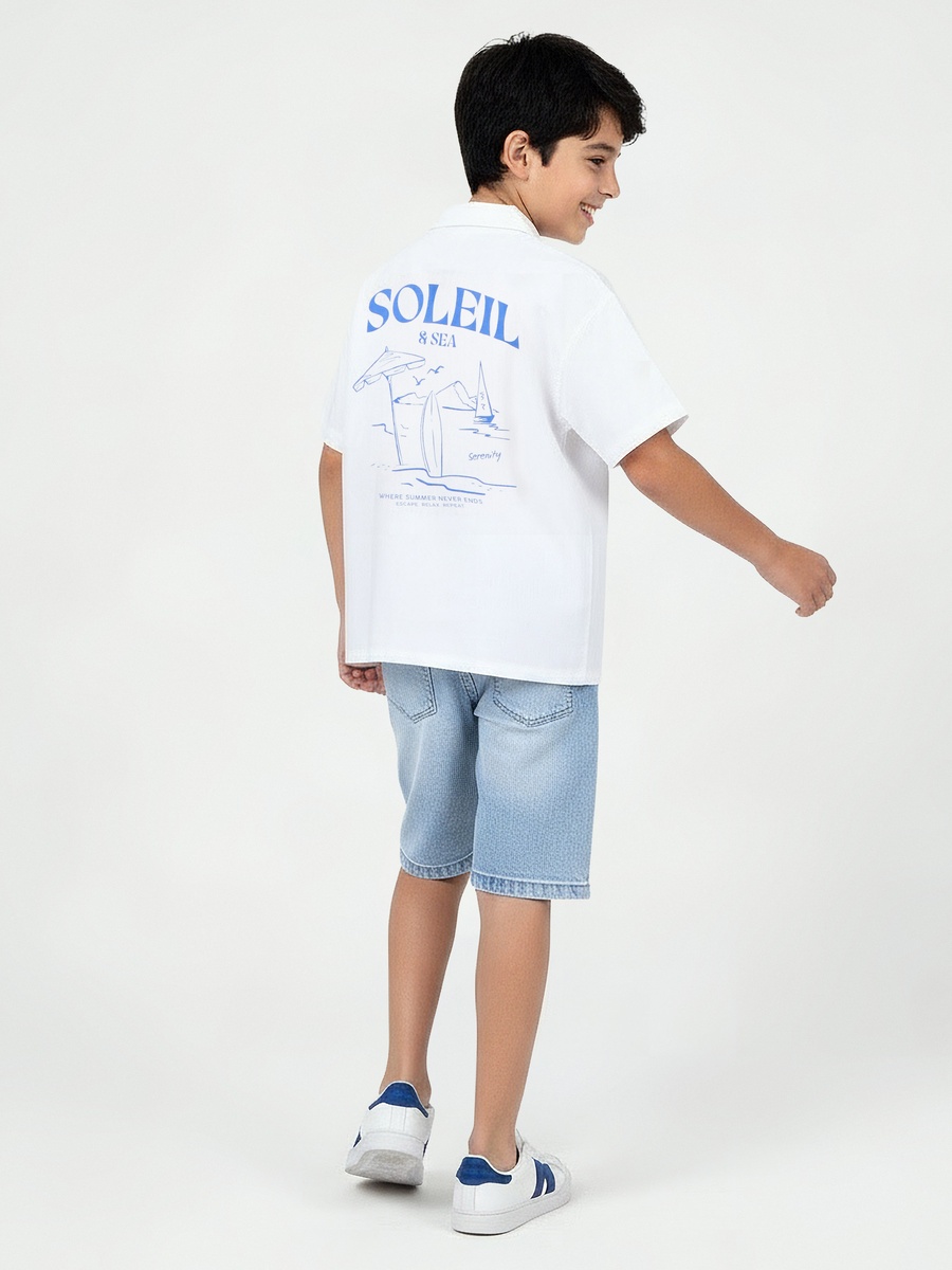 Short Sleeves Shirt with Nautical Print