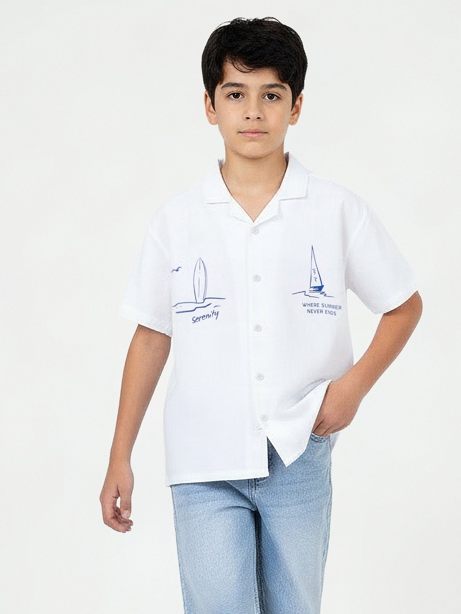 Short Sleeves Shirt with Nautical Print