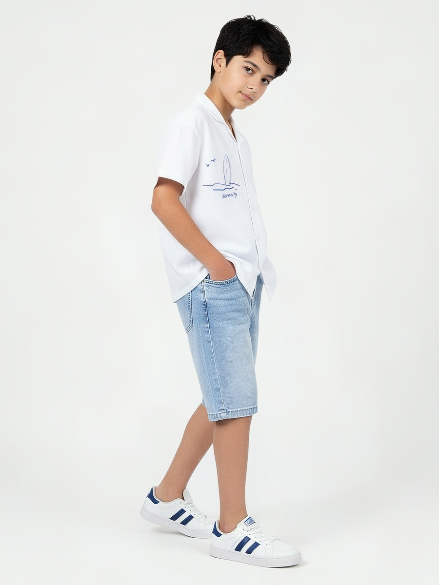 Short Sleeves Shirt with Nautical Print