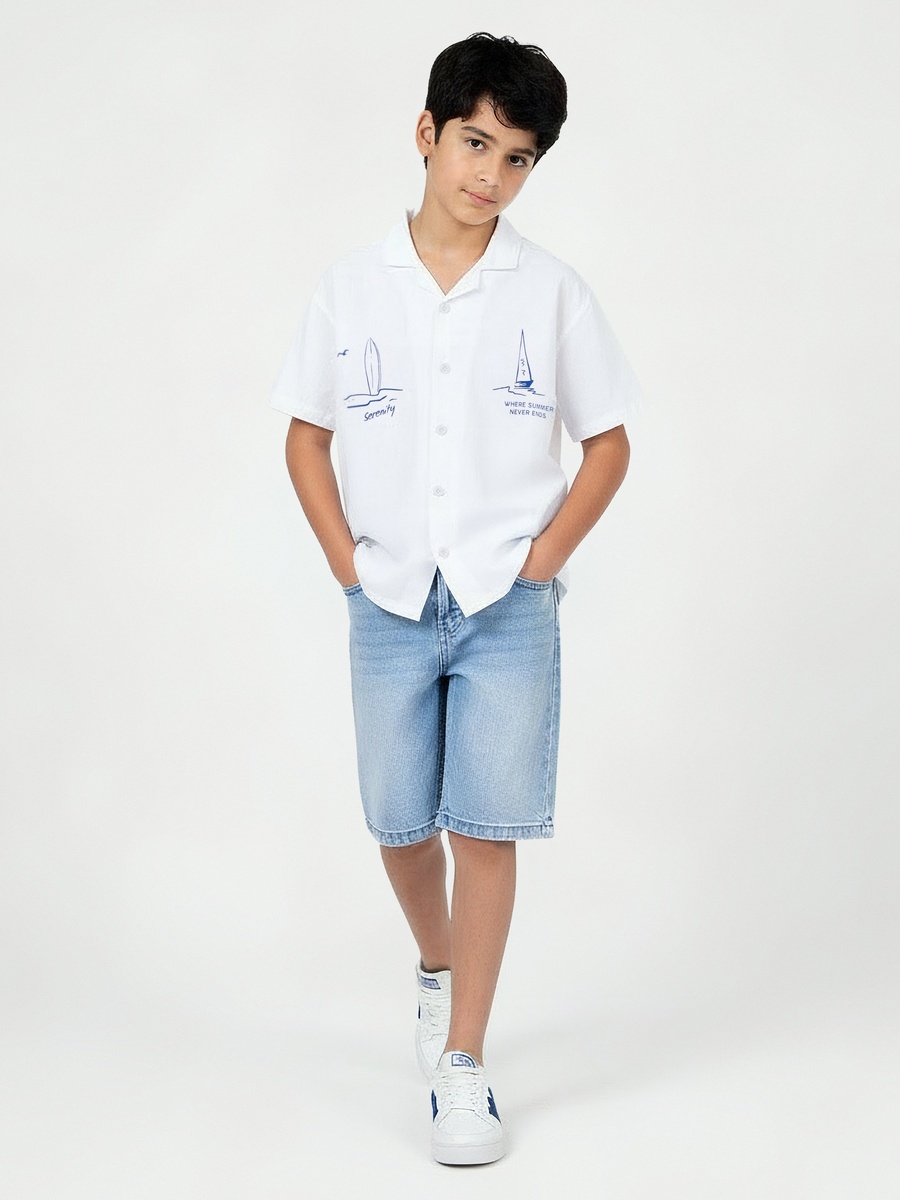 Short Sleeves Shirt with Nautical Print