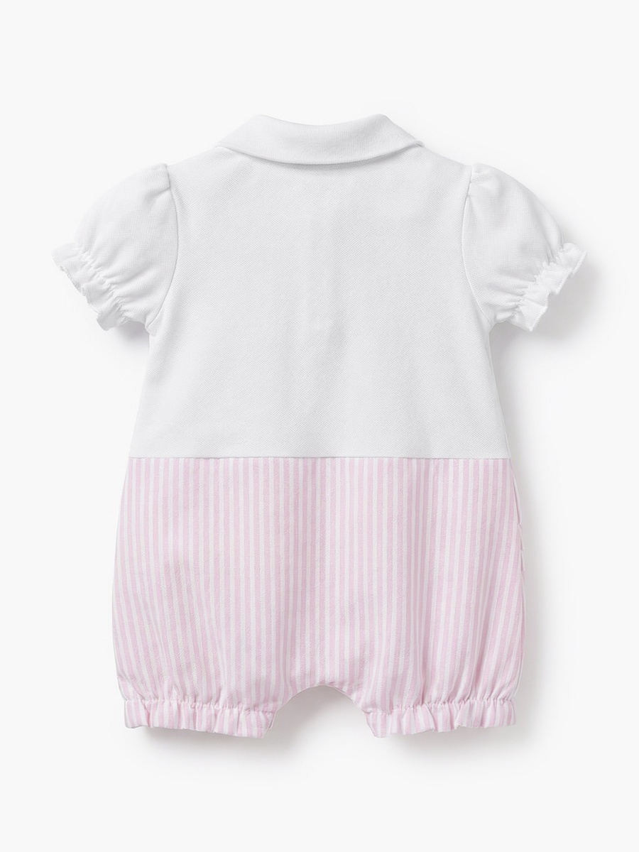 Peter Pan Collar Short Sleeves Romper with Stripes
