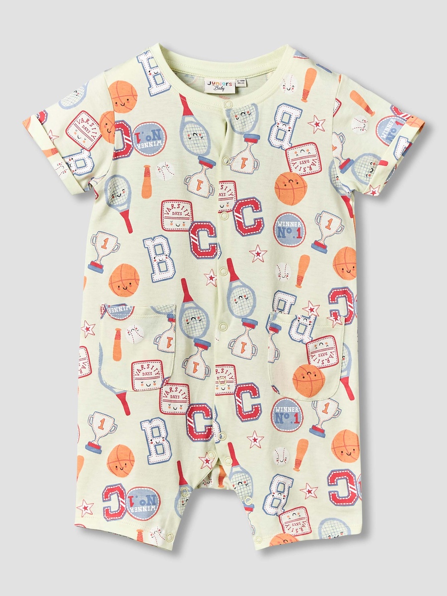 Pack of 2 Round Neck Short Sleeve Romper with Pockets