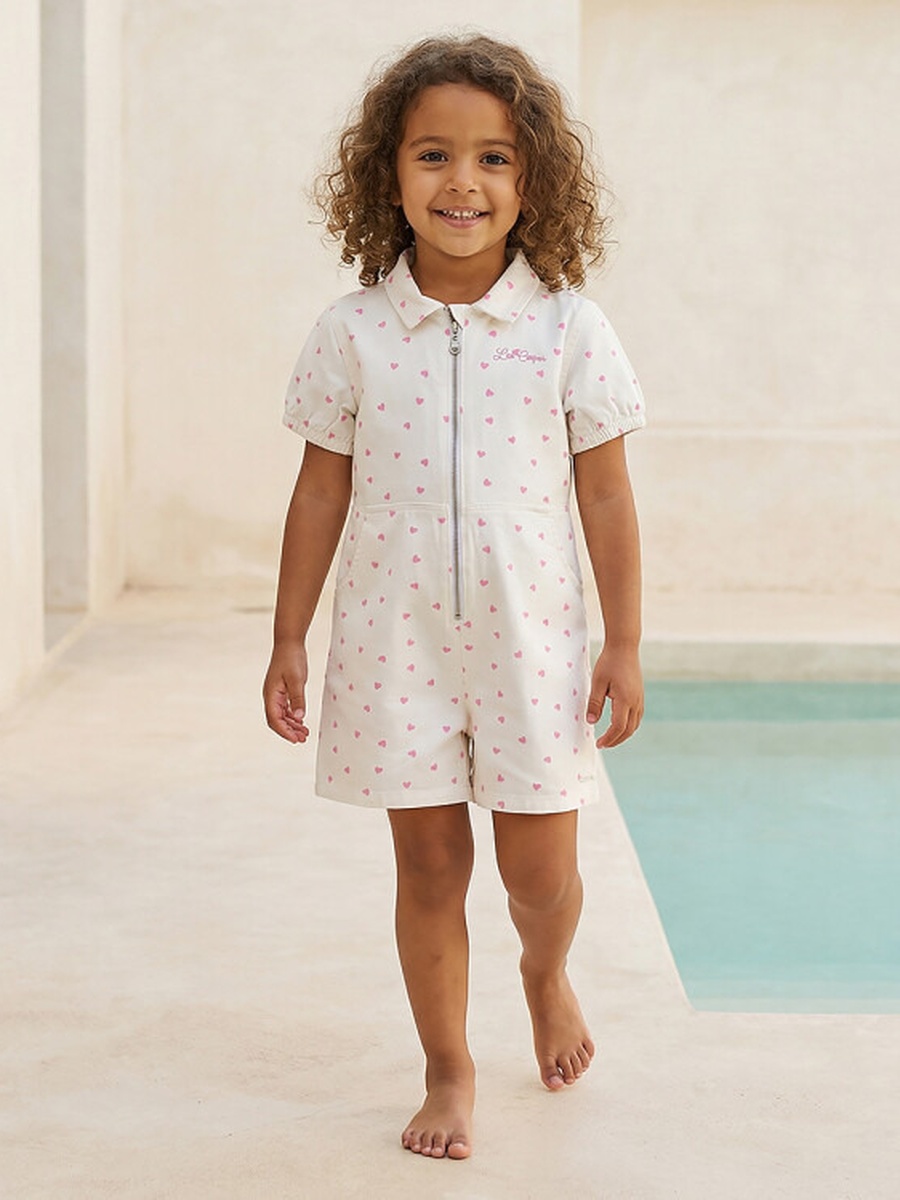 Collared Short Sleeve Romper with Zip Closure