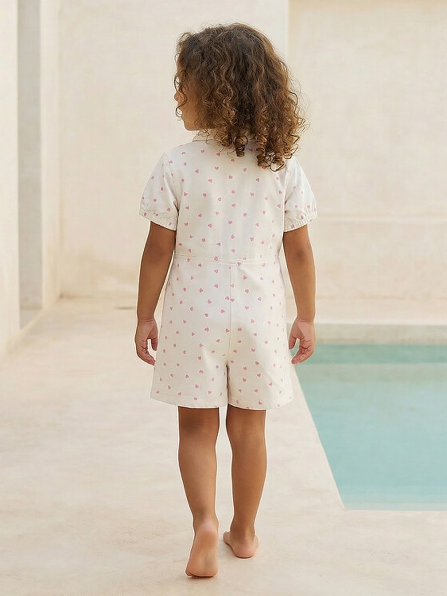 Collared Short Sleeve Romper with Zip Closure