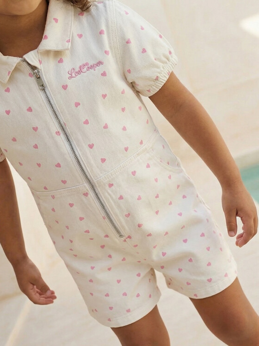 Collared Short Sleeve Romper with Zip Closure