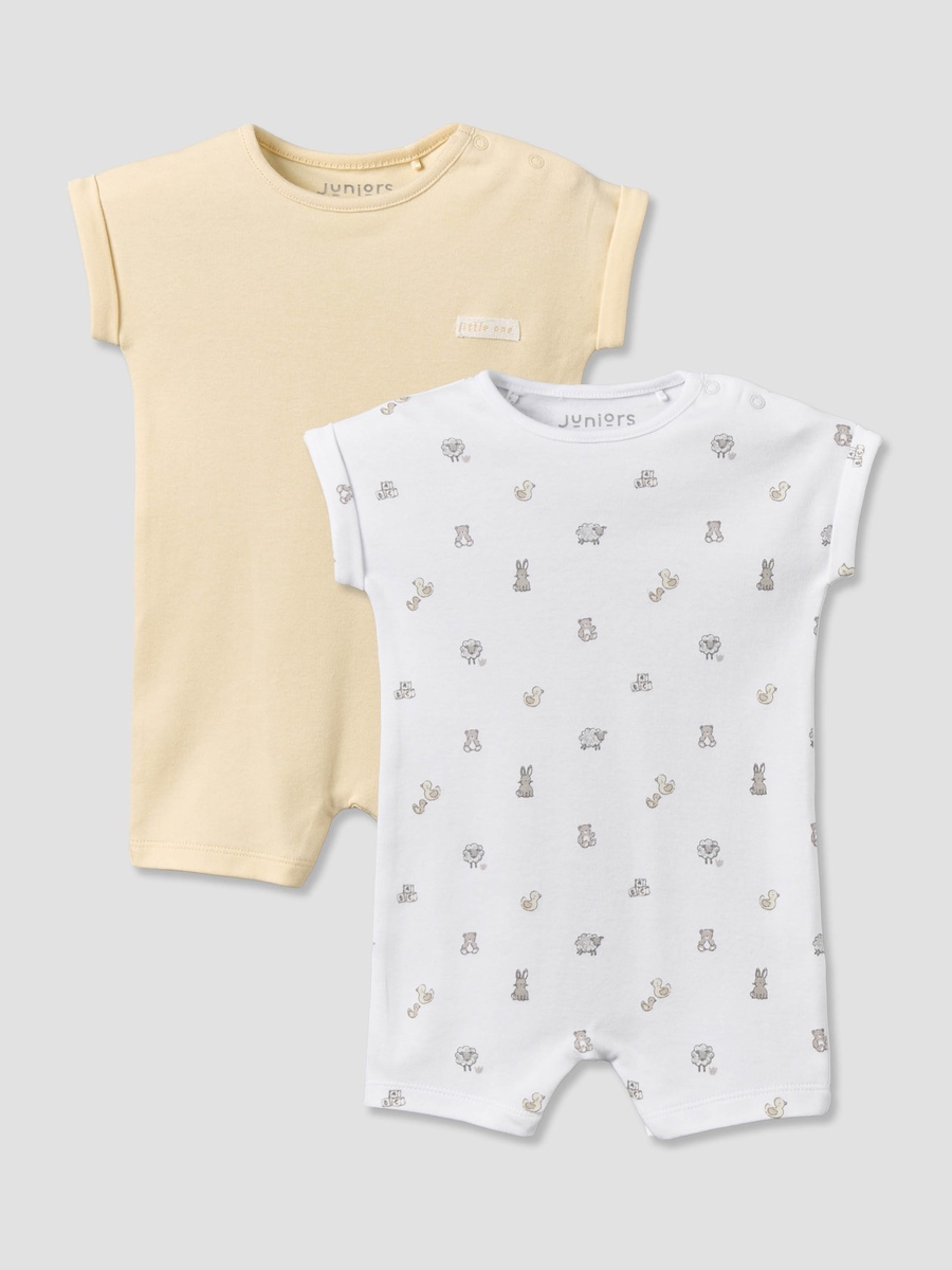 Pack of 2 Crew Neck Short Sleeves Romper with Assorted Design