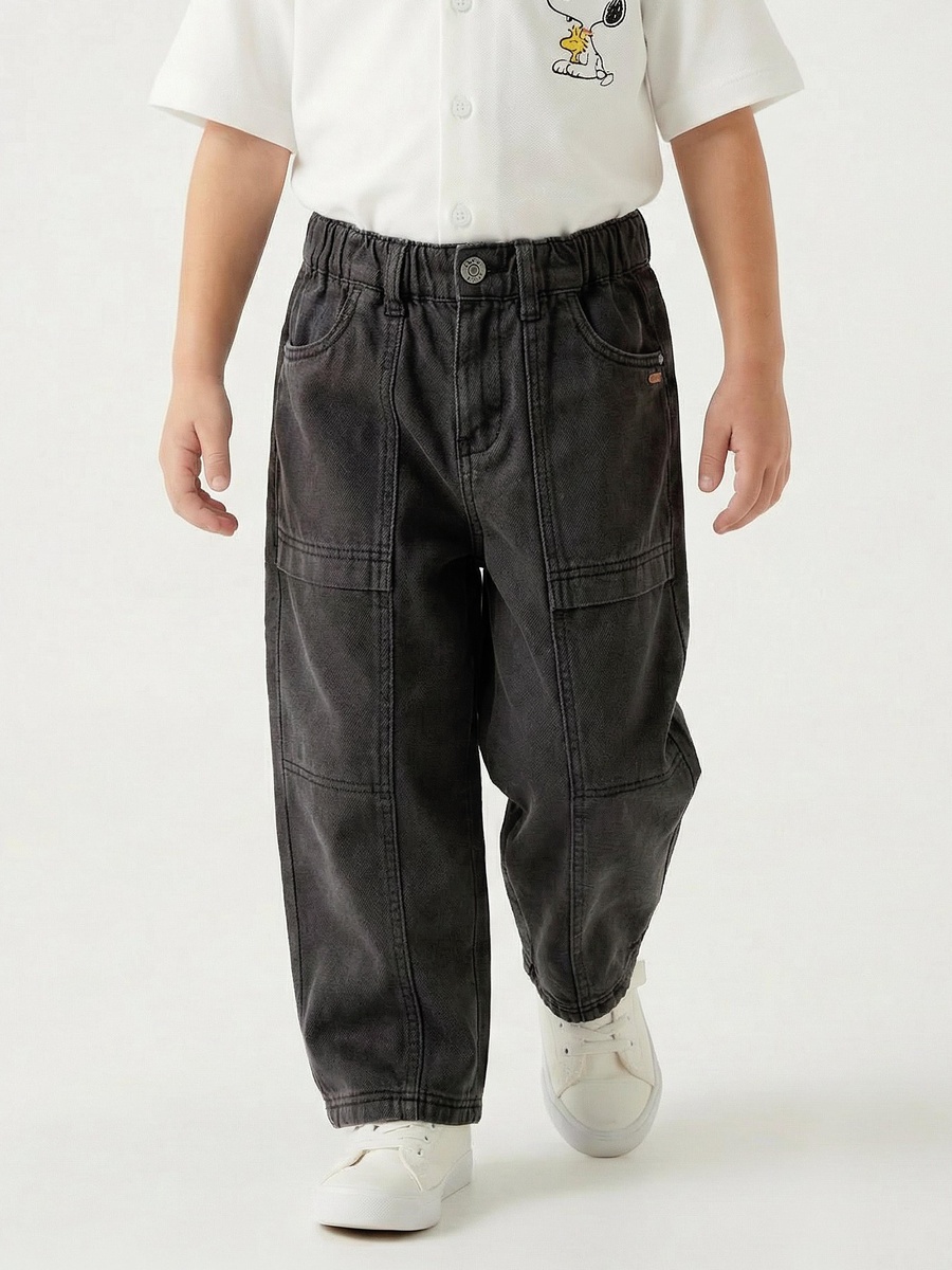 Trousers with Cargo Pockets and Elastic Waist