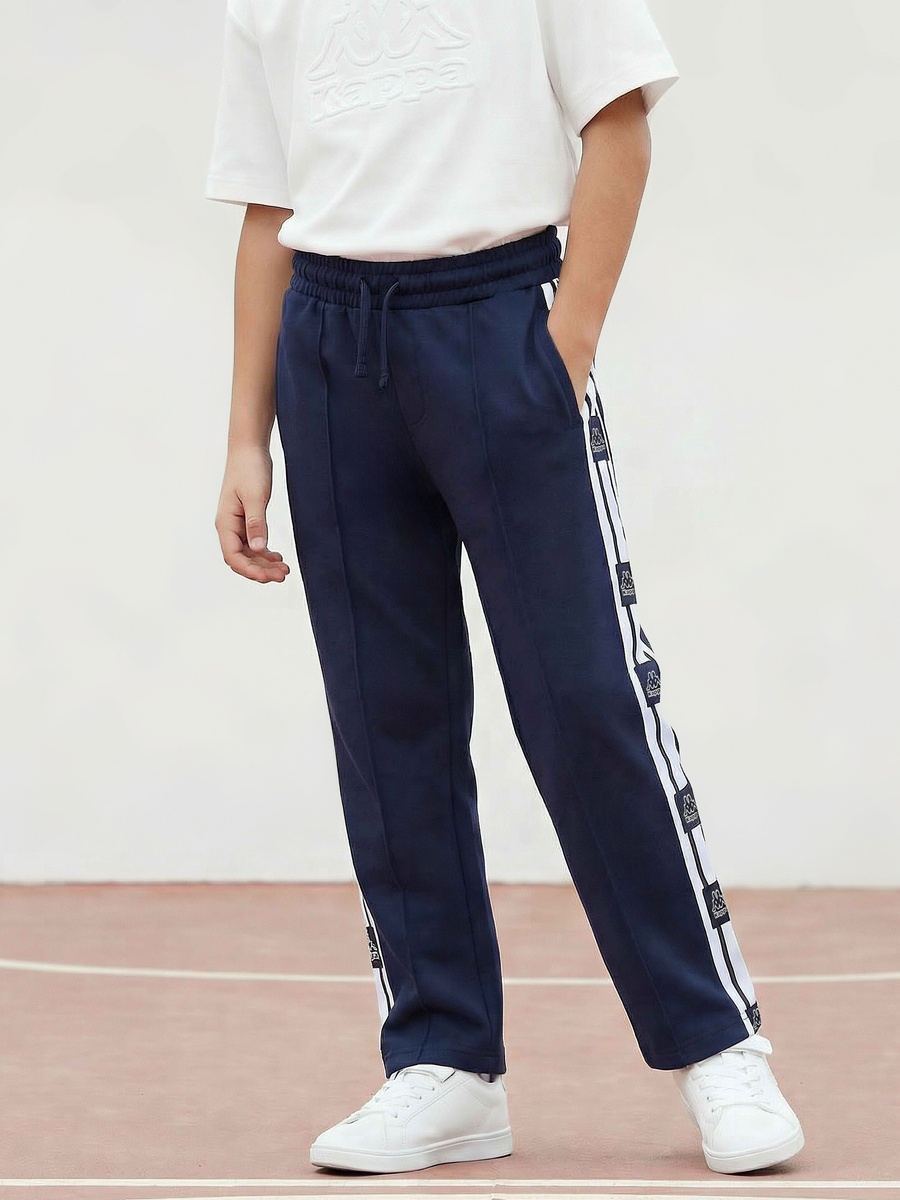 Elastic Drawstring Waist Track Pants with Tape Detail