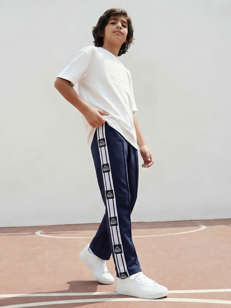 Elastic Drawstring Waist Track Pants with Tape Detail