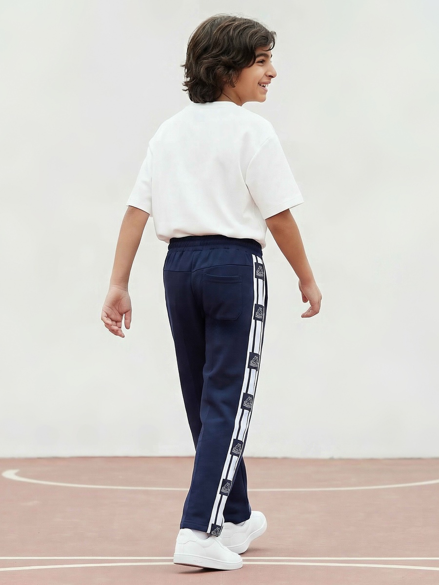 Elastic Drawstring Waist Track Pants with Tape Detail