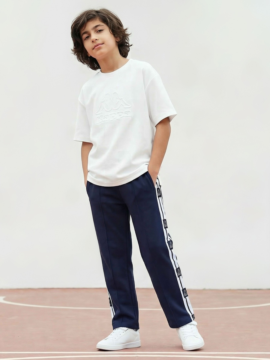 Elastic Drawstring Waist Track Pants with Tape Detail