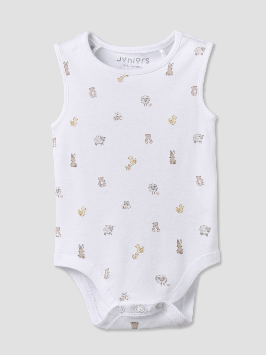 Pack of 3 Round Neck Sleeveless Bodysuit with Snap Button Closure