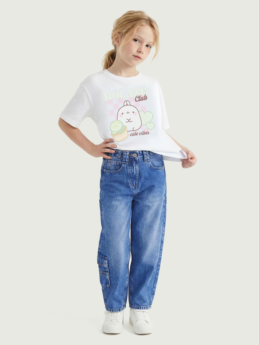 Mid Rise Cargo Jeans with Pockets