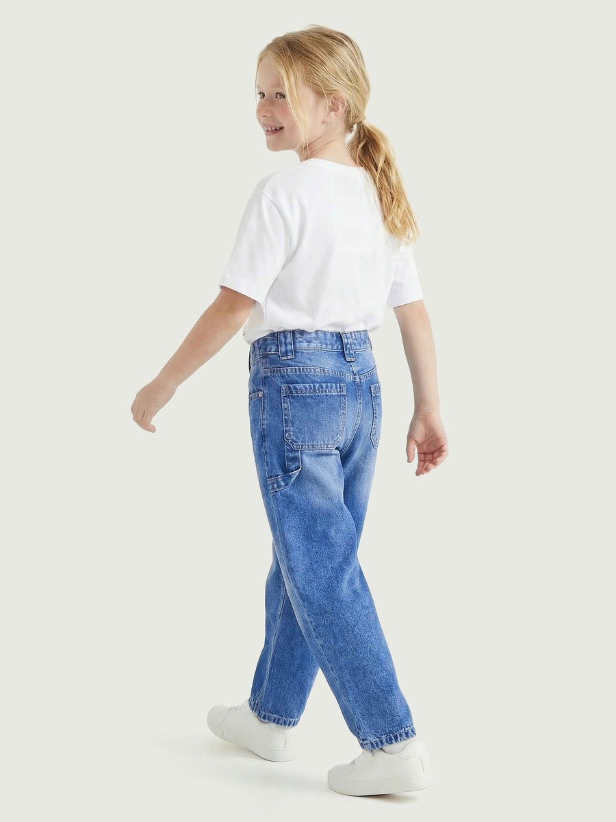 Mid Rise Cargo Jeans with Pockets