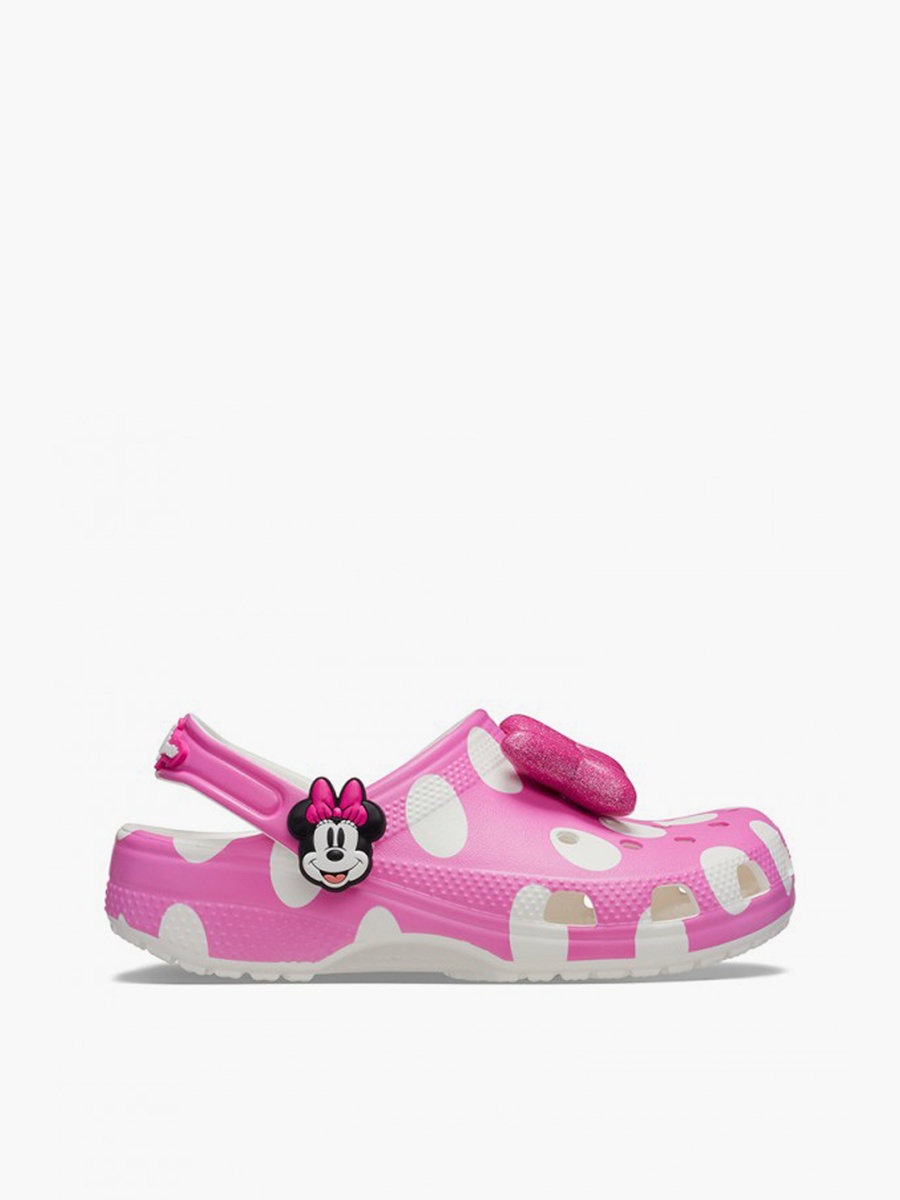 Girls Minnie Mouse Print Backstrap Clogs