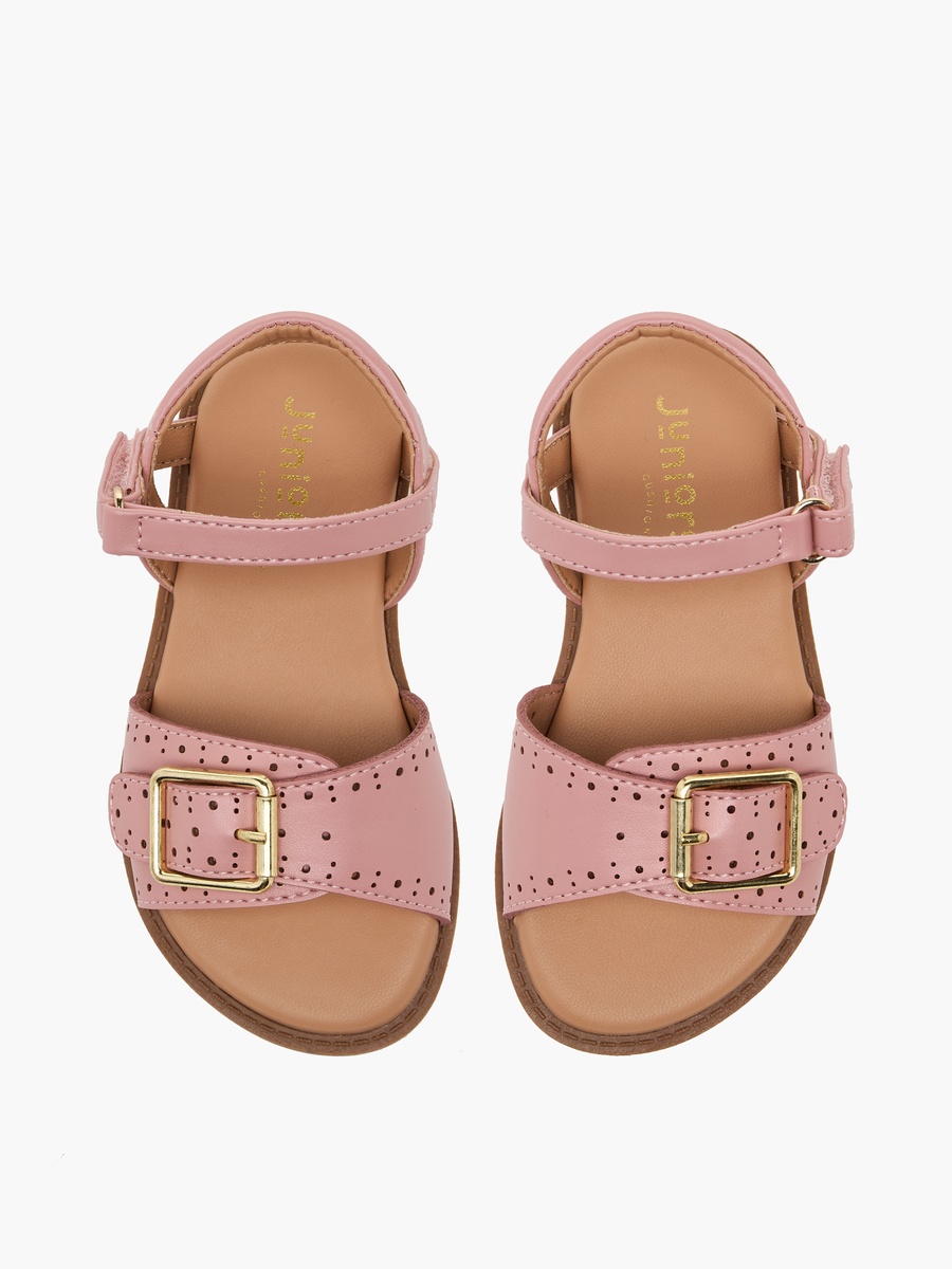 Girls Laser Cut Design Hook and Loop Sandals