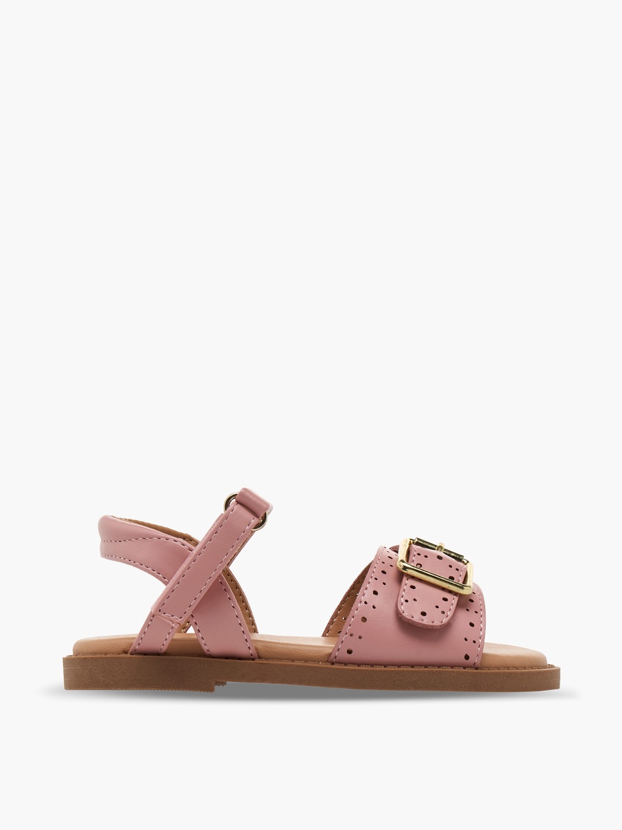 Girls Laser Cut Design Hook and Loop Sandals