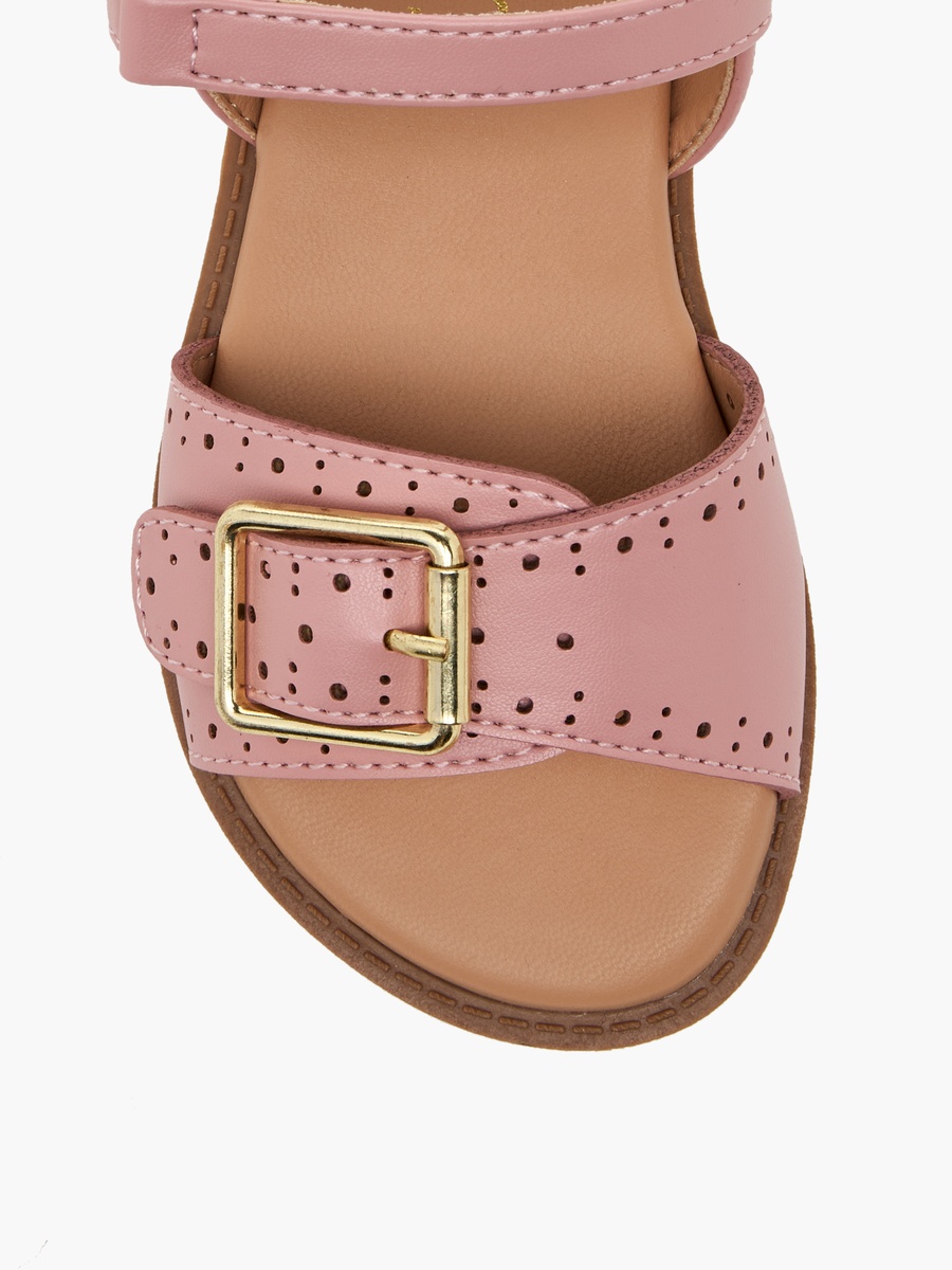 Girls Laser Cut Design Hook and Loop Sandals