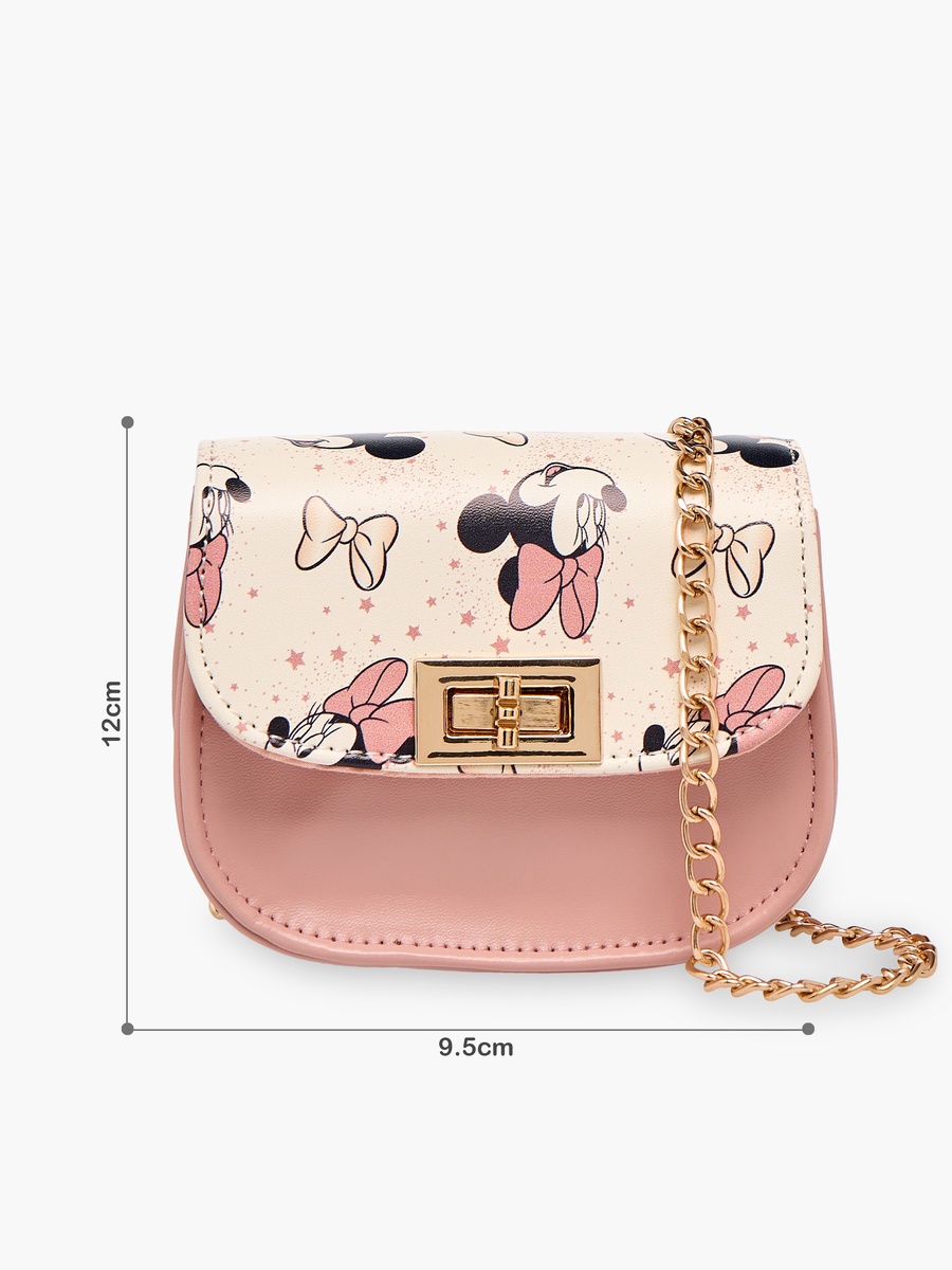 Minnie Mouse Print Crossbody Bag with Detachable Chain Strap