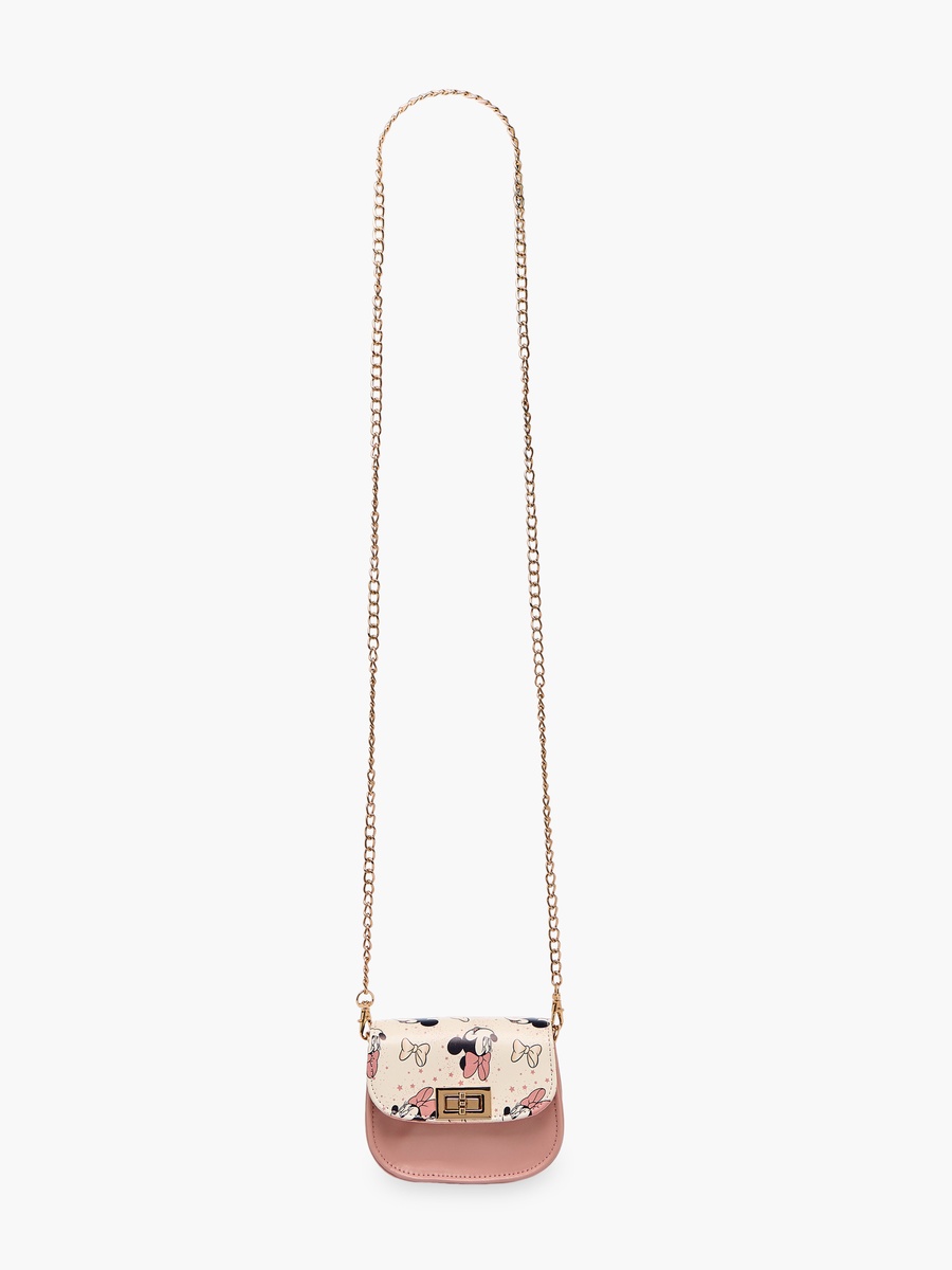 Minnie Mouse Print Crossbody Bag with Detachable Chain Strap