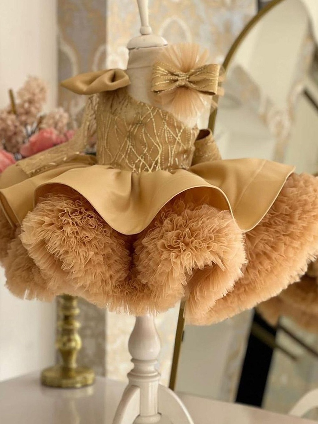 Girls One-Shoulder Bow Tutu Dress