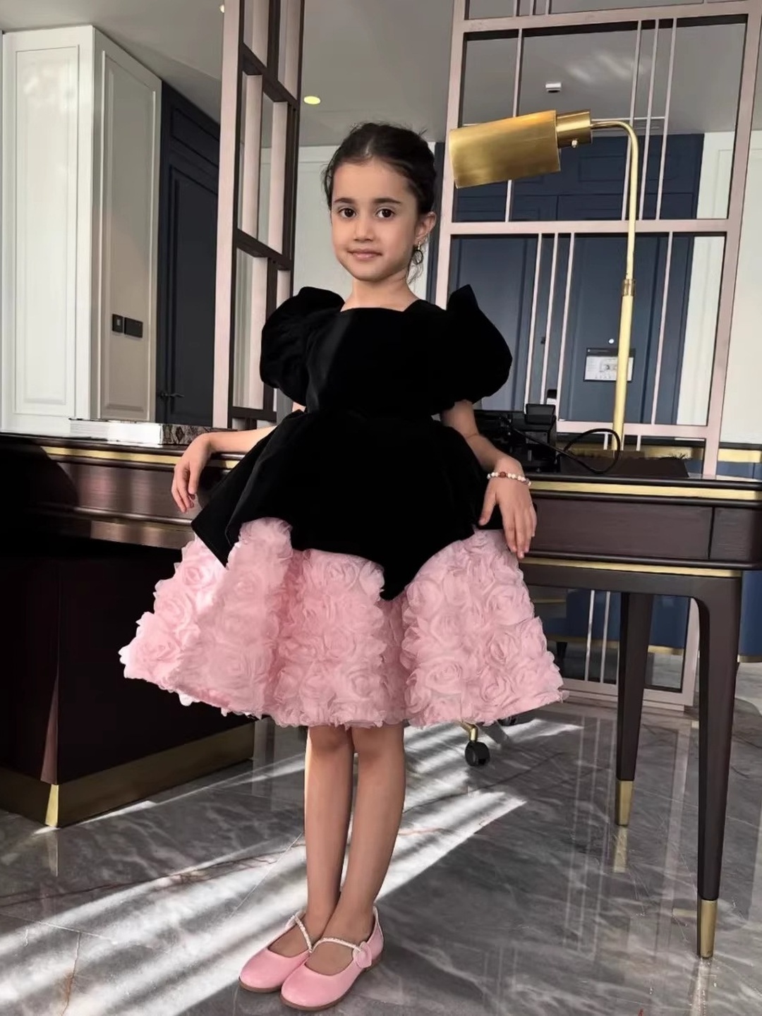 Girls Flower Princess Gown Dress