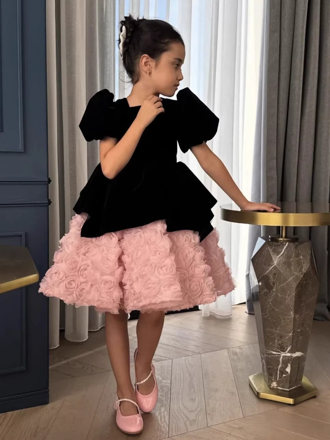 Girls Flower Princess Gown Dress