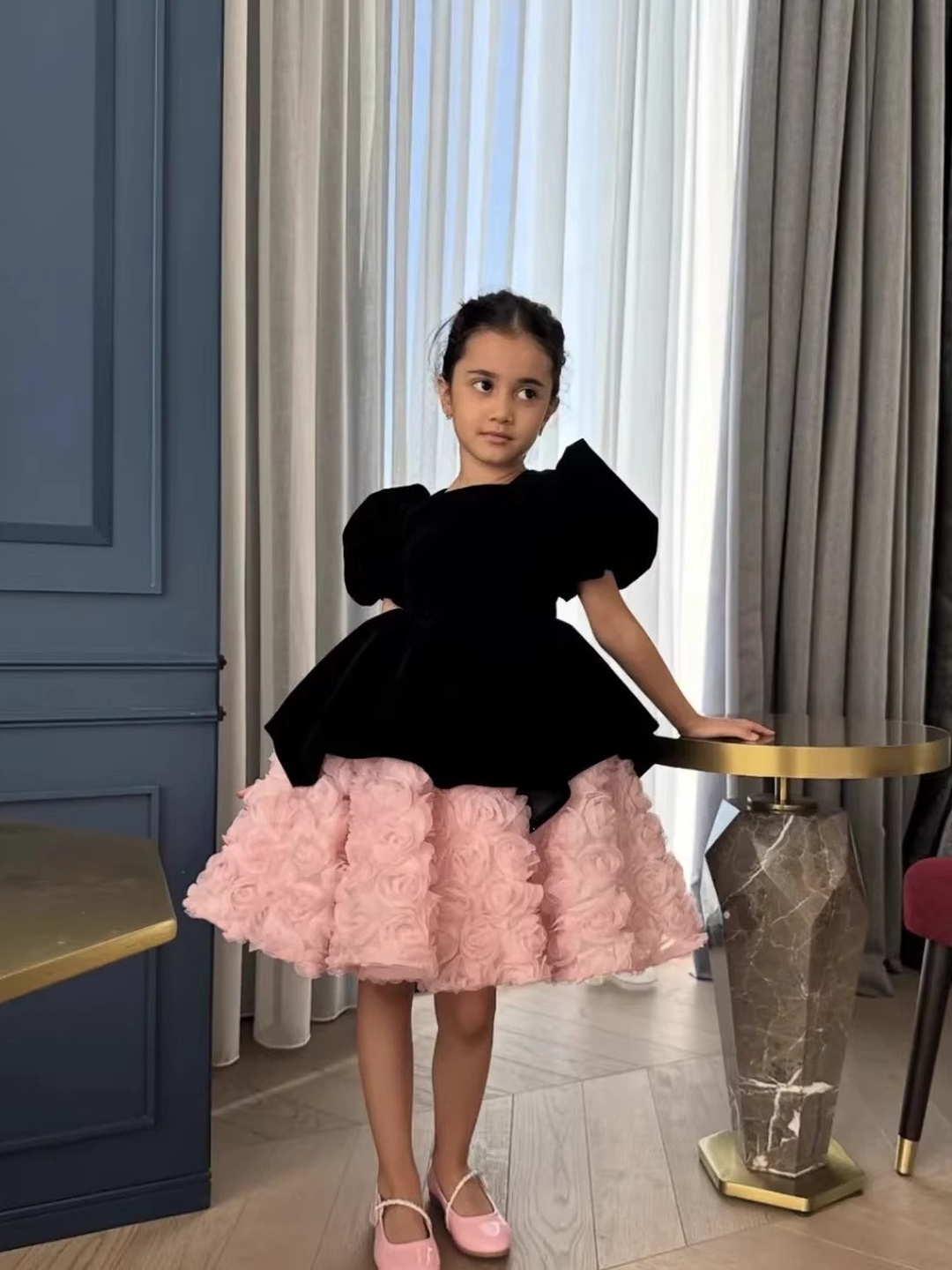 Girls Flower Princess Gown Dress