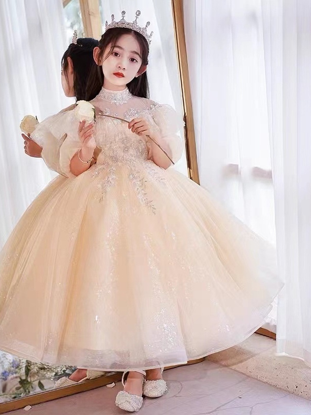 Embellished Flower Girl Princess Dress