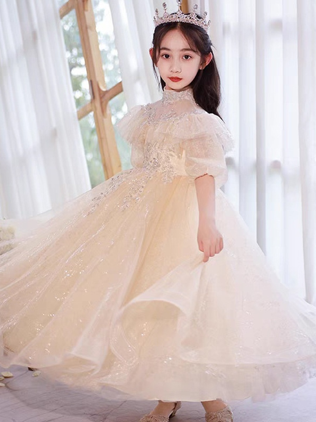 Embellished Flower Girl Princess Dress