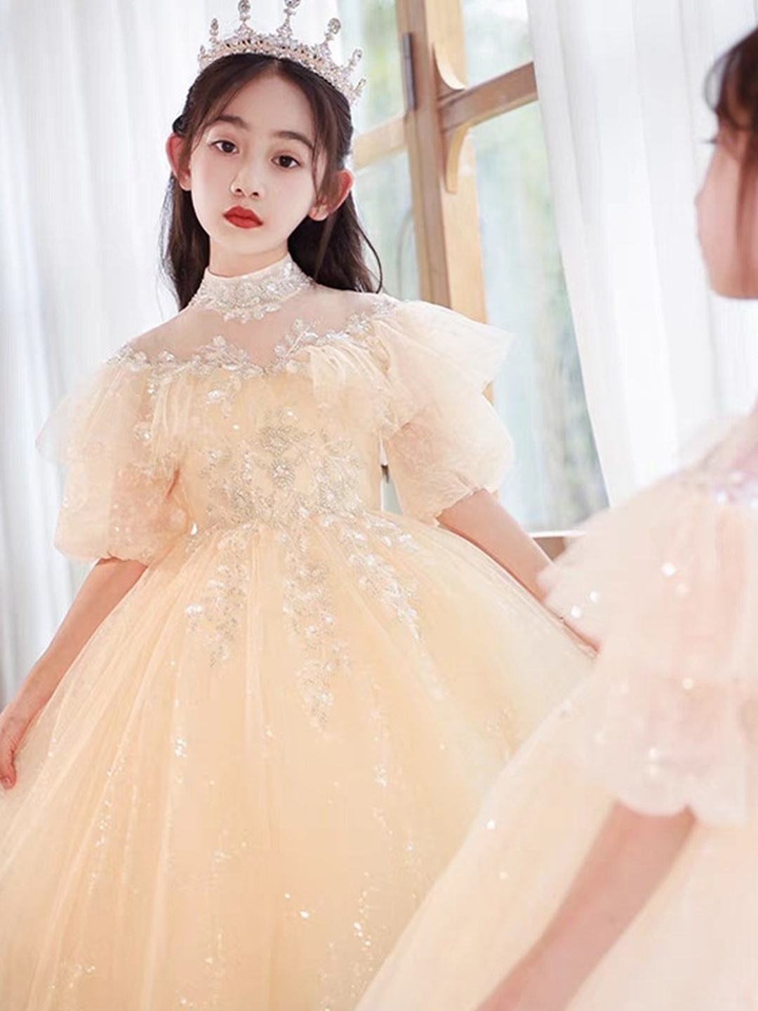 Embellished Flower Girl Princess Dress