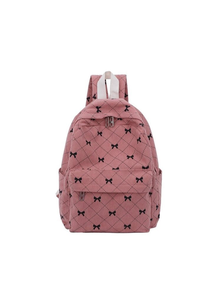 Pink Corduroy Bowknot Mini Backpack