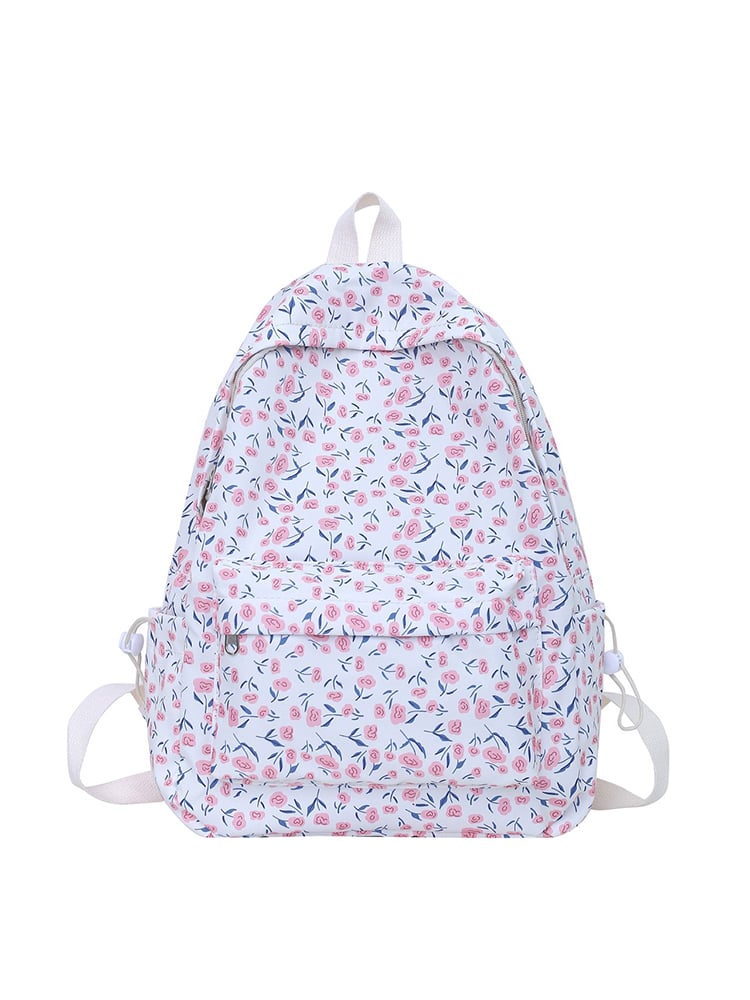Floral Print Polyester Backpack