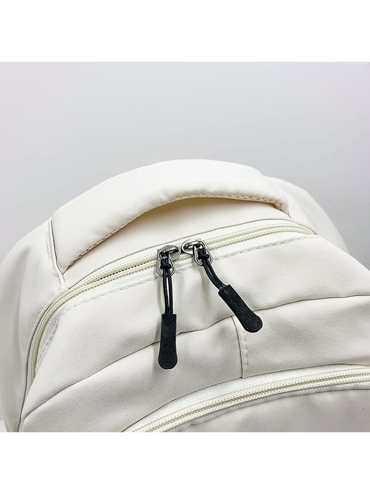 Plain White Polyester Backpack with Zip Closure