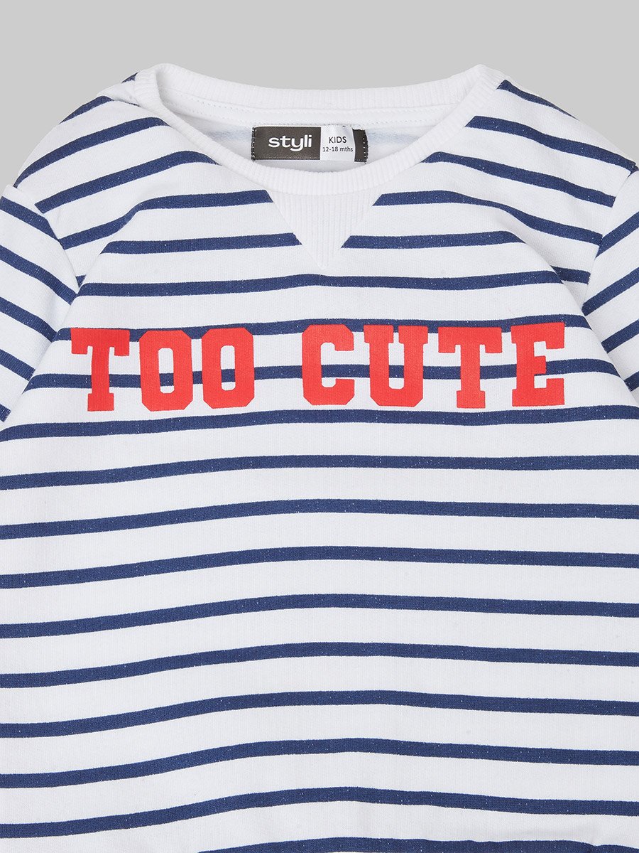 Baby Girl Striped Printed Cotton Sweatshirt
