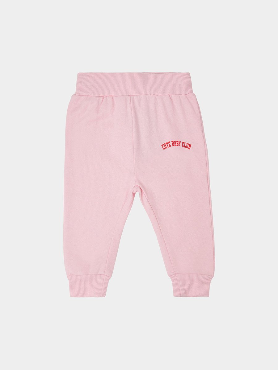 Baby Girl Pink Side Placement Print Full Length Joggers