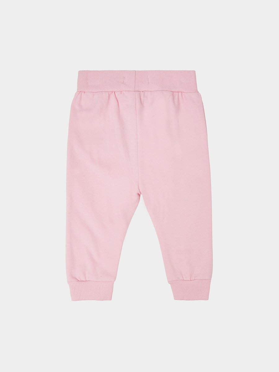 Baby Girl Pink Side Placement Print Full Length Joggers