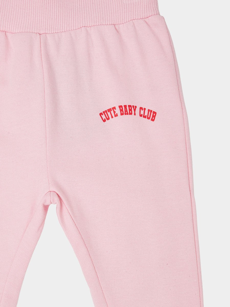 Baby Girl Pink Side Placement Print Full Length Joggers