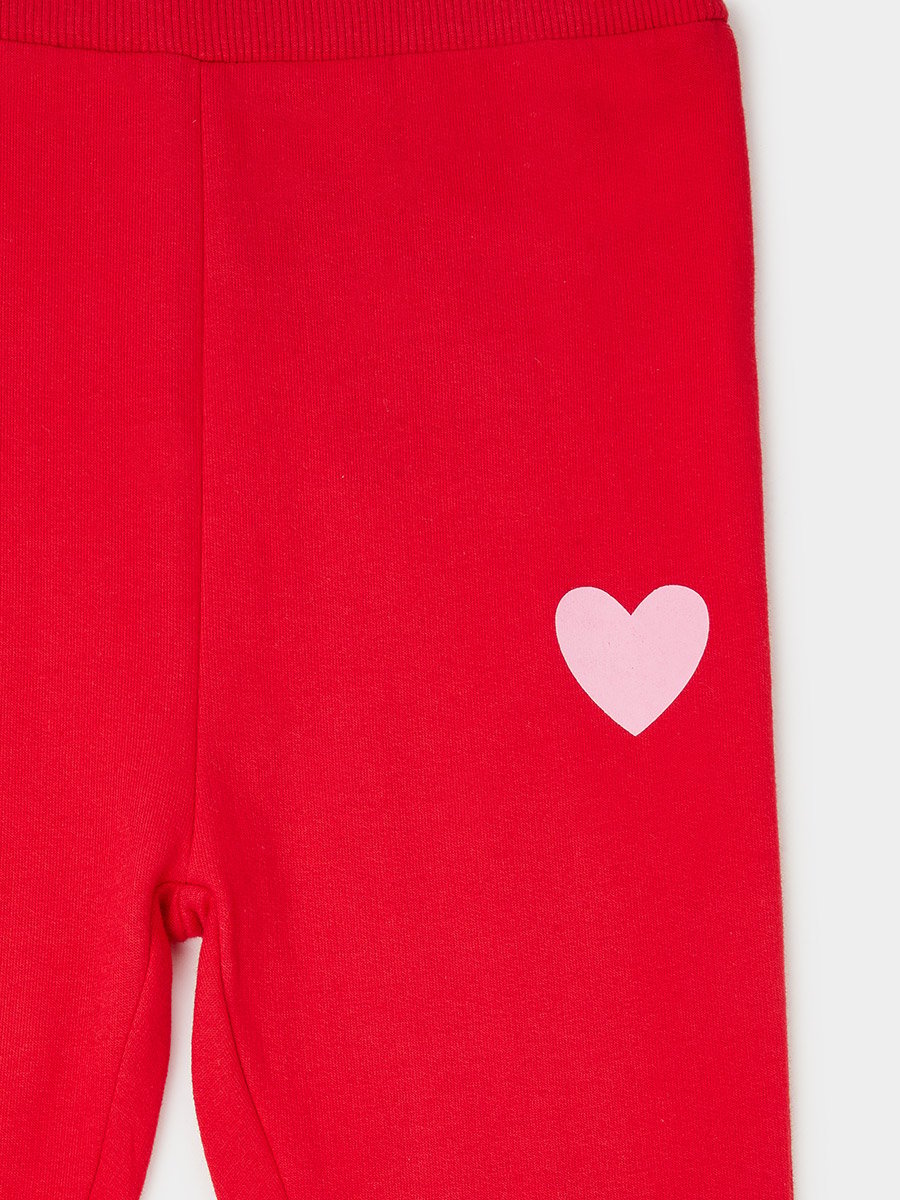 Baby Girl Red Heart Print Full Length Joggers