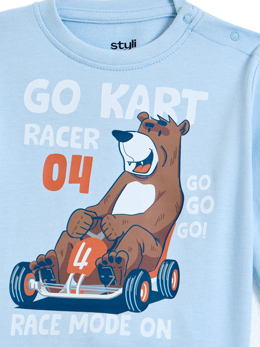 Baby Boys Blue Cotton Go-Kart Racer Sweatshirt