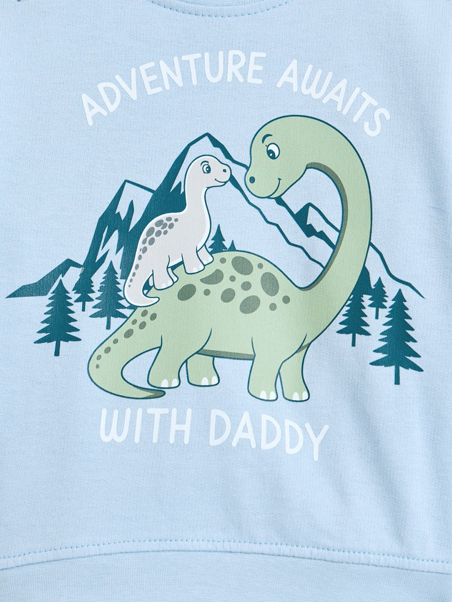 Baby Boys Blue Dino Adventure Graphic Sweatshirt